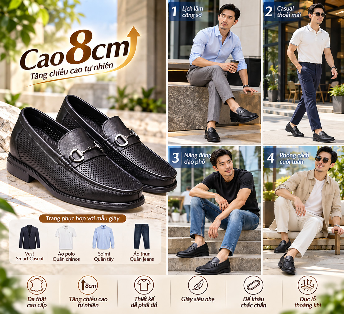 Giày cao nam 8cm đục lỗ thoáng khí 3